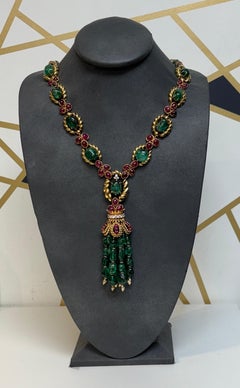 Van Cleef & Arpels Emerald Ruby and Diamond Sautoir Tassel Necklace