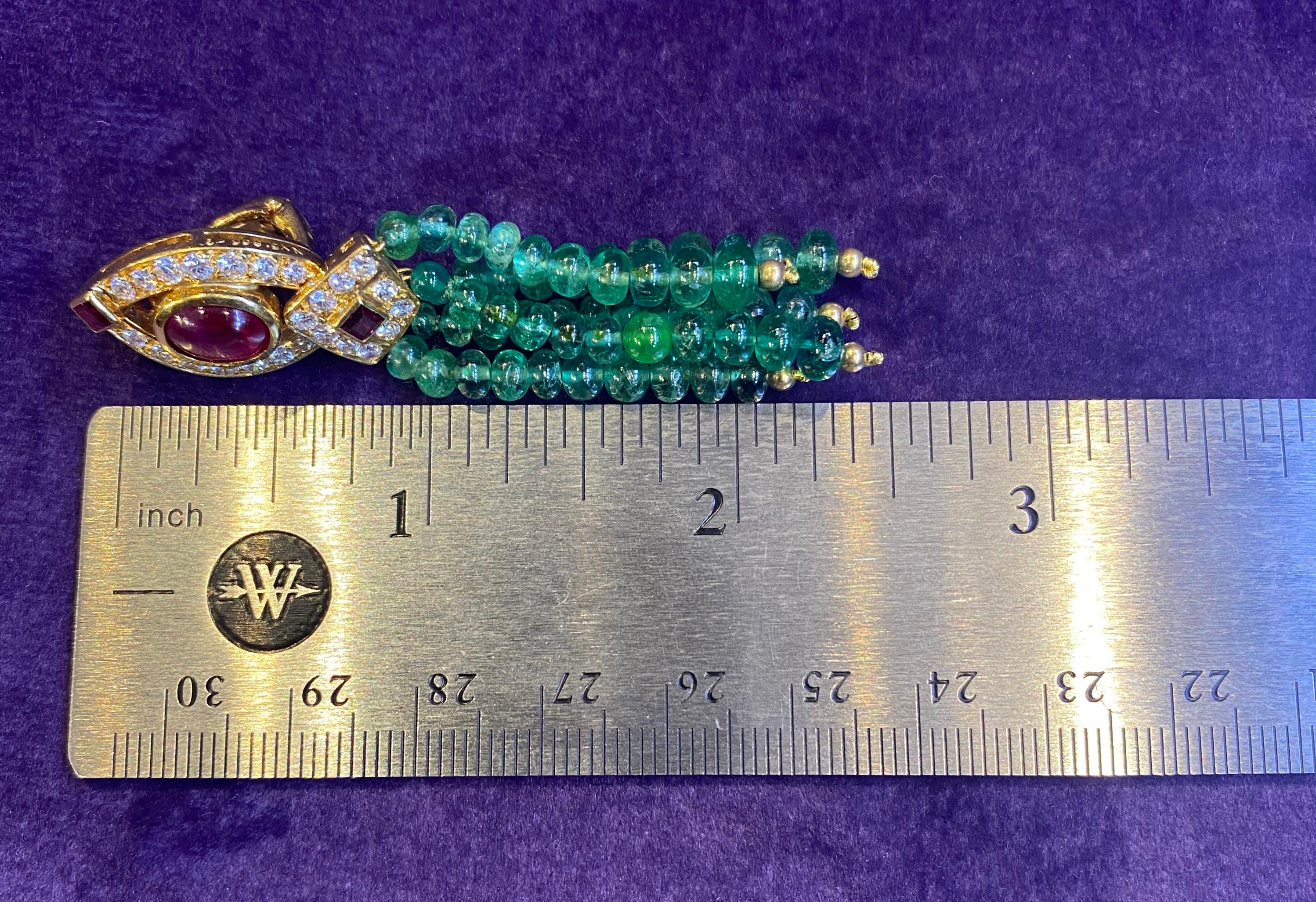 Van Cleef & Arpels Set aus Halskette und Ohrring mit Smaragd-, Rubin- und Diamantperlenquasten 5