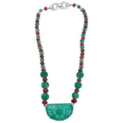 Vintage Van Cleef & Arpels Emerald Ruby Diamond Necklace