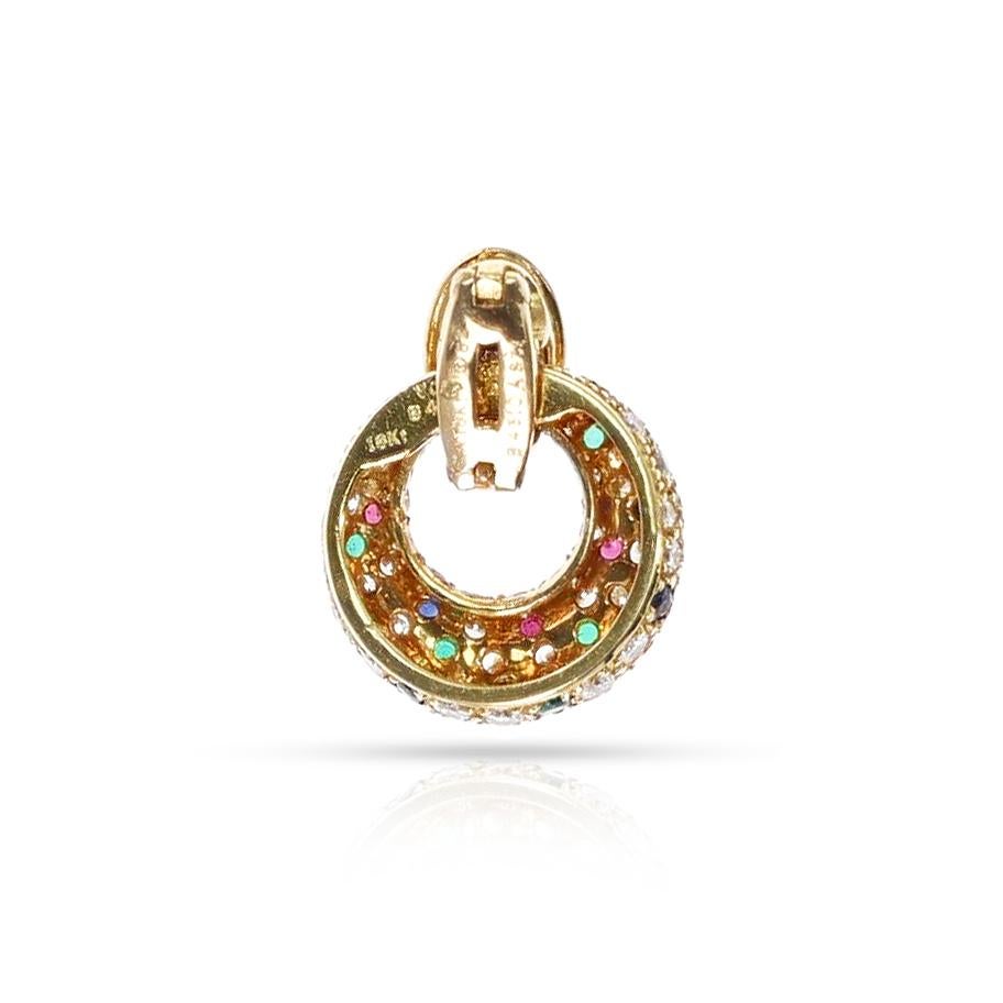 Round Cut Van Cleef & Arpels Emerald, Ruby, Sapphire and Diamond Pendant