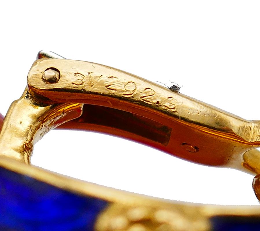 Van Cleef & Arpels Enamel 18k Gold Ring Earrings Set For Sale 8