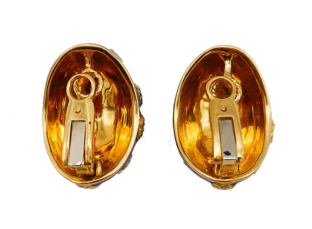 Women's Van Cleef & Arpels Enamel 18k Gold Ring Earrings Set For Sale