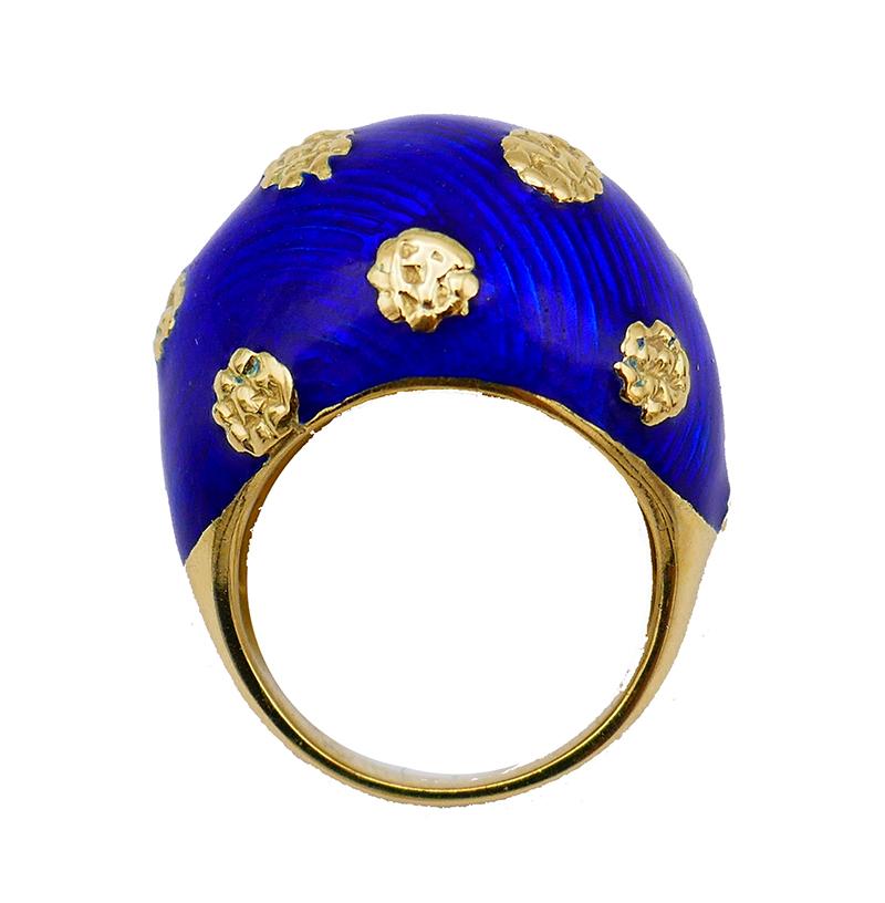 Van Cleef & Arpels Enamel 18k Gold Ring Earrings Set For Sale 3