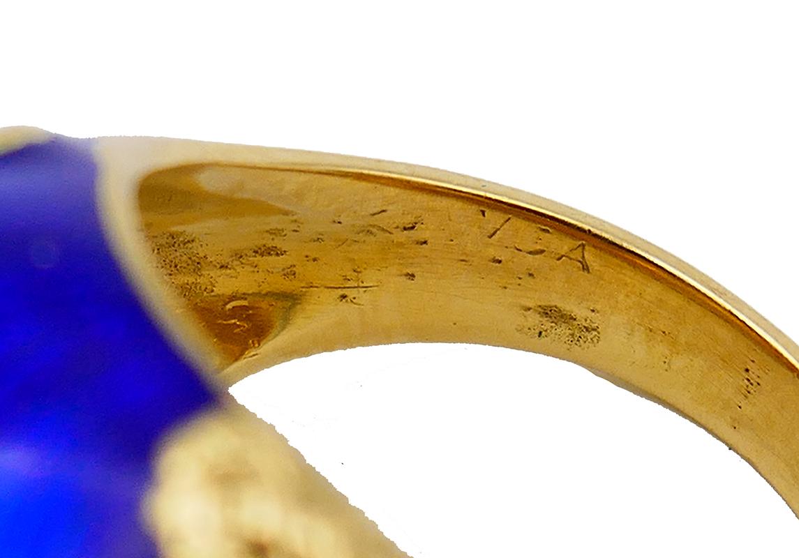 Van Cleef & Arpels Enamel 18k Gold Ring Earrings Set For Sale 5