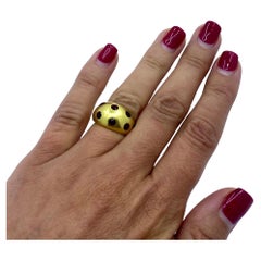 Van Cleef & Arpels Enamel Polka Dot Gold Dome Ring