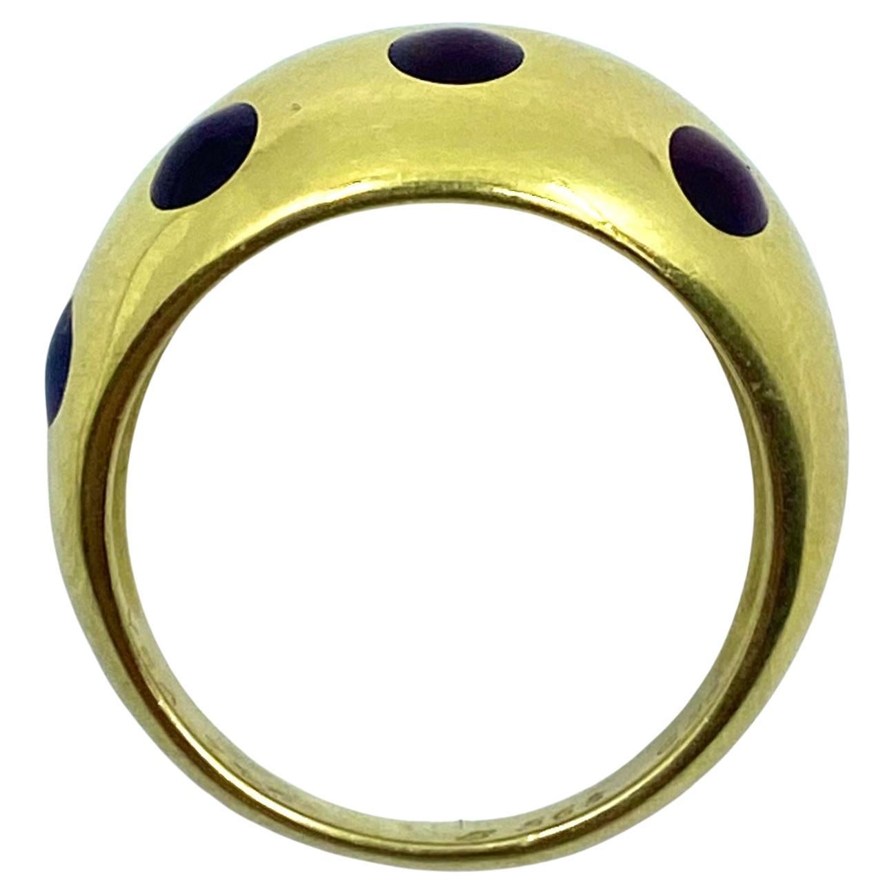 Van Cleef & Arpels Enamel Polka Dot Gold Dome Ring For Sale 2