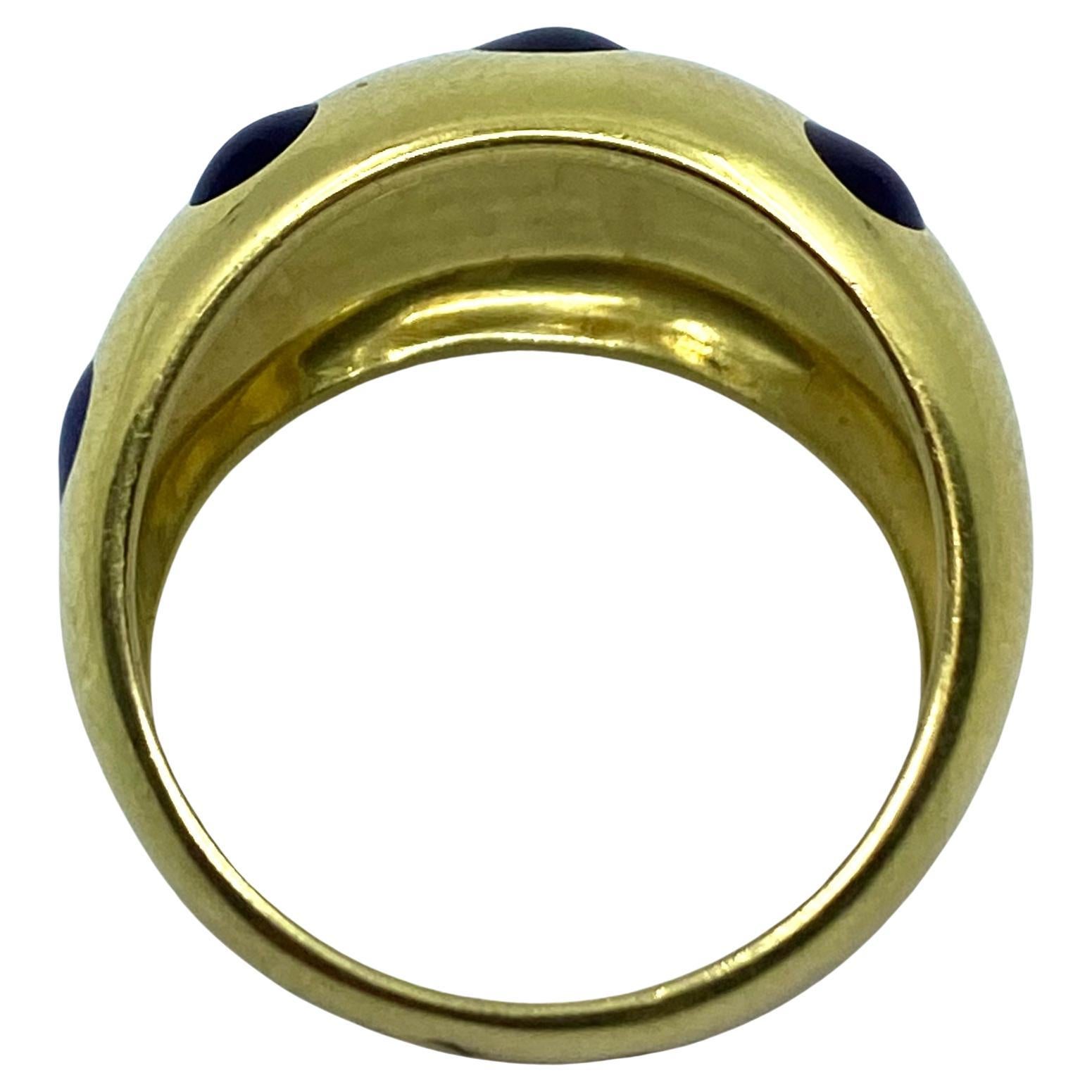 Van Cleef & Arpels Enamel Polka Dot Gold Dome Ring For Sale 3