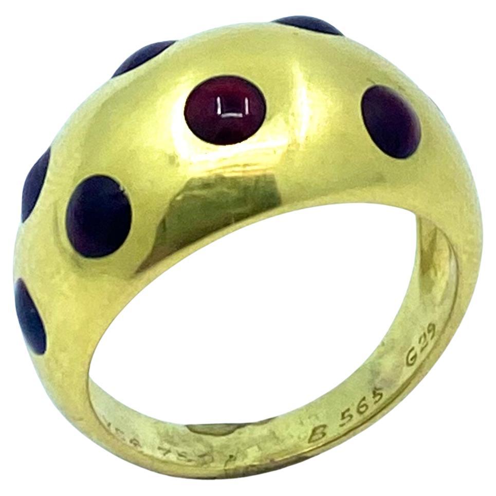 Van Cleef & Arpels Enamel Polka Dot Gold Dome Ring For Sale