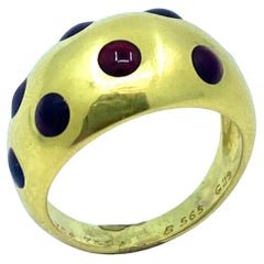 Vintage Van Cleef & Arpels Enamel Polka Dot Gold Dome Ring