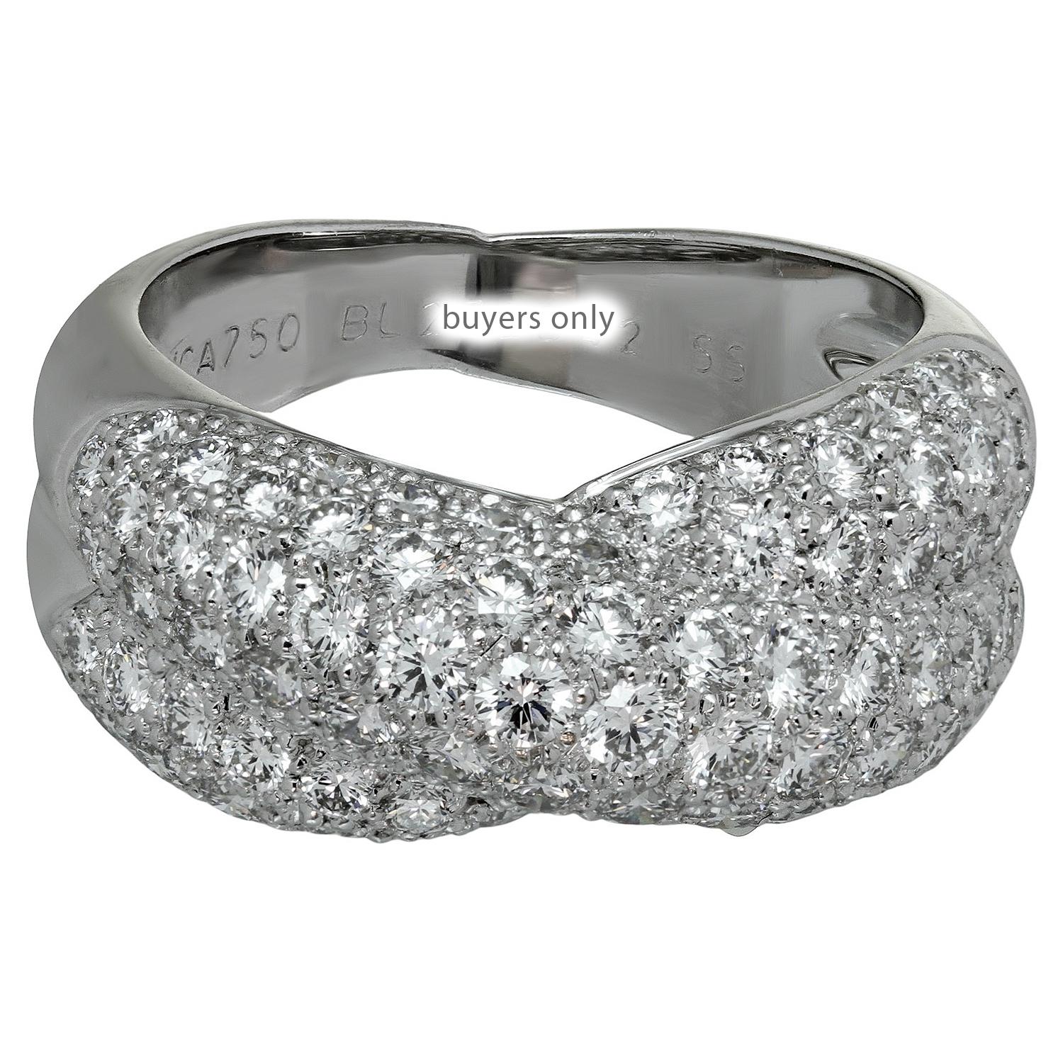 VAN CLEEF & ARPELS Entrelacs Diamond White Gold Ring 55 For Sale 1
