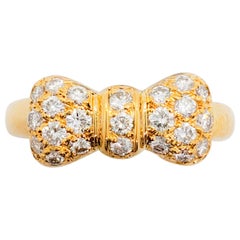 Van Cleef & Arpels Estate Diamond Bow Ring in 18 Karat Yellow Gold