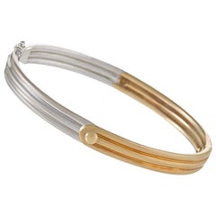 Van Cleef & Arpels Estate Yellow and White Gold Bangle Bracelet