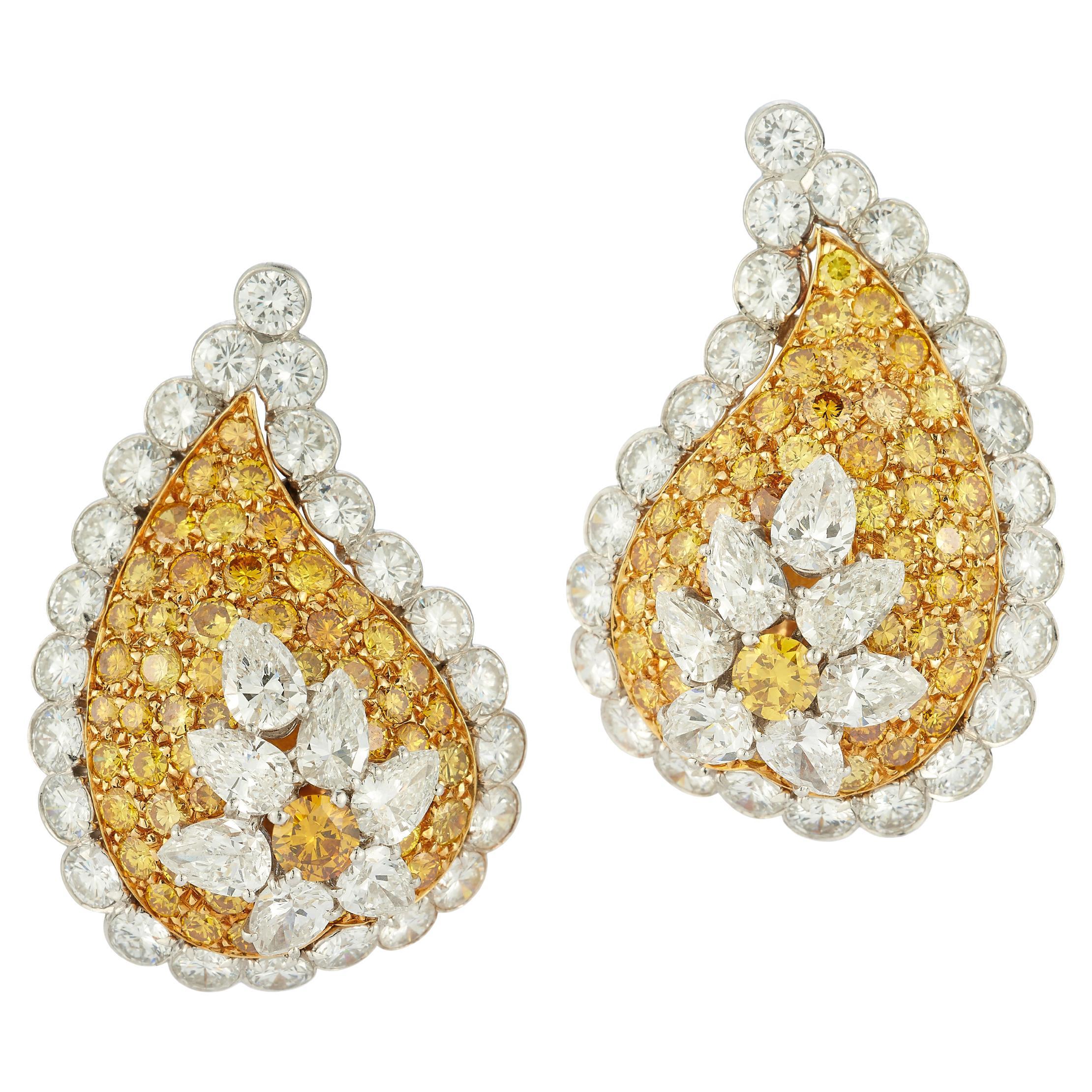 Van Cleef & Arpels Fancy Yellow Diamond Paisley Earrings