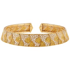 Van Cleef & Arpels Fancy Yellow, White Diamond Collar Necklace