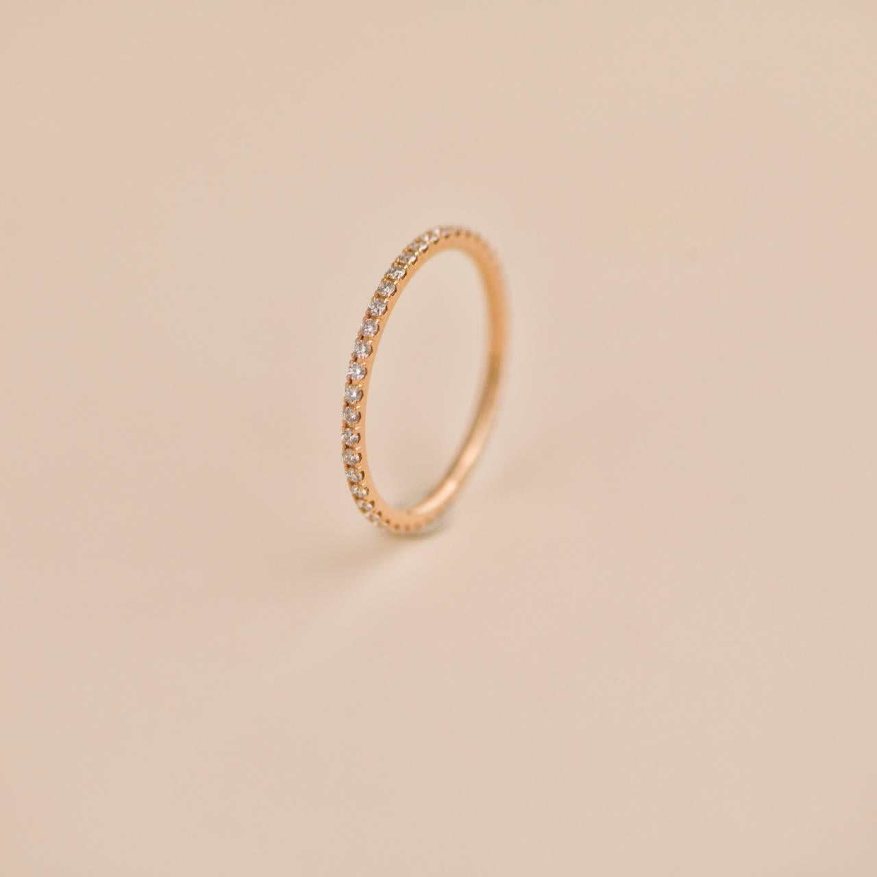 Van Cleef & Arpels Félicité Diamond 18K Rose Gold Wedding Band Ring Size 54 For Sale 1