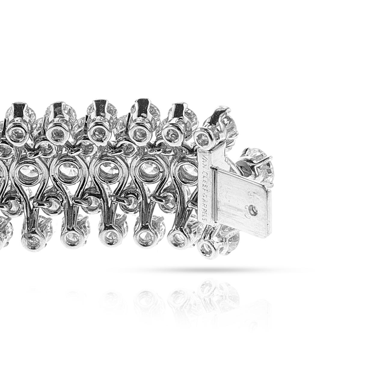 Van Cleef & Arpels Five Row Diamond Bracelet, Platinum and 18k For Sale 3