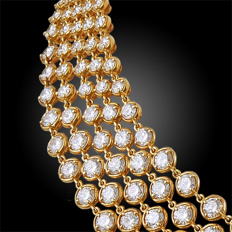 Van Cleef and Arpels Five-Row Diamond Link Necklace For Sale at 1stDibs ...