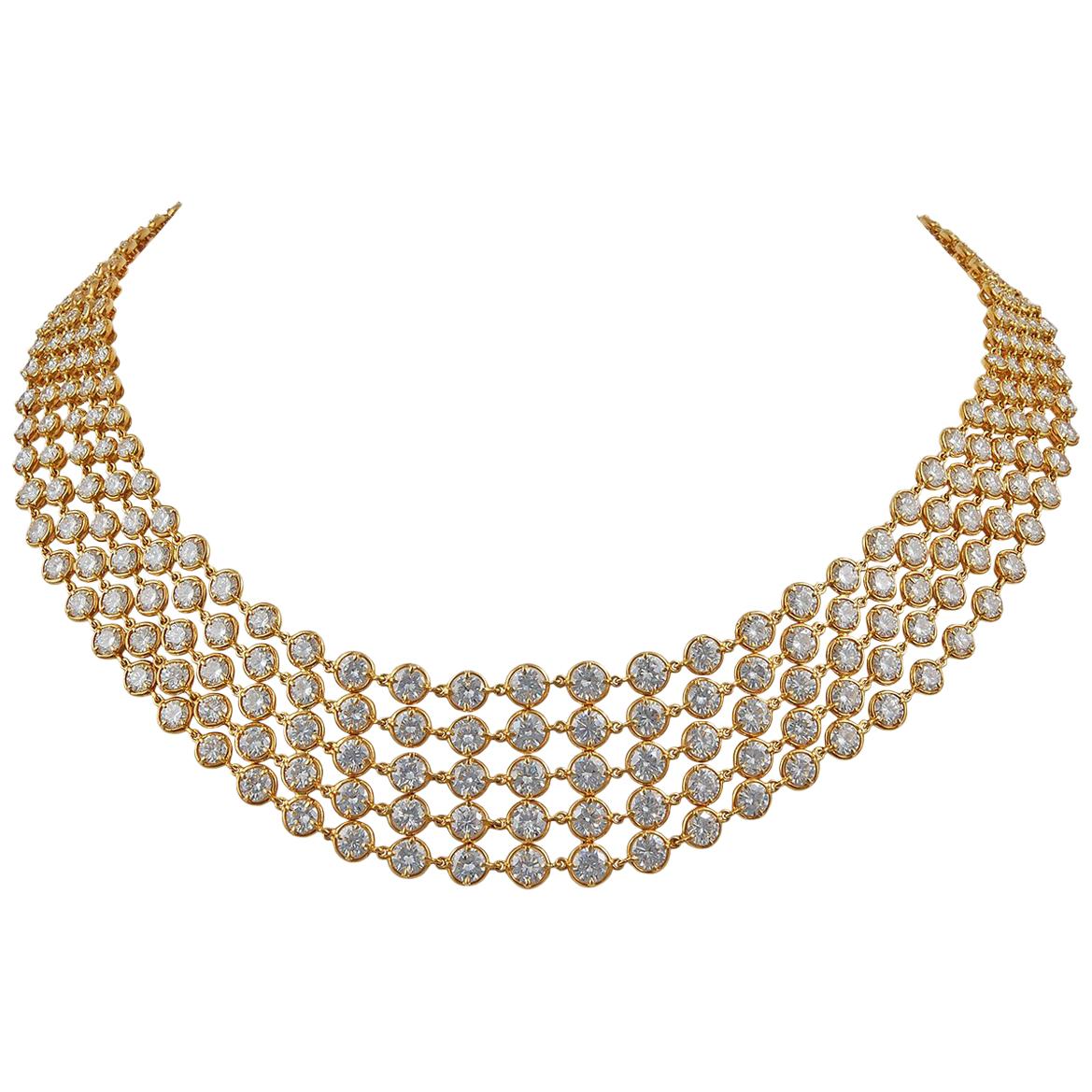 Van Cleef & Arpels Five-Row Diamond Link Necklace