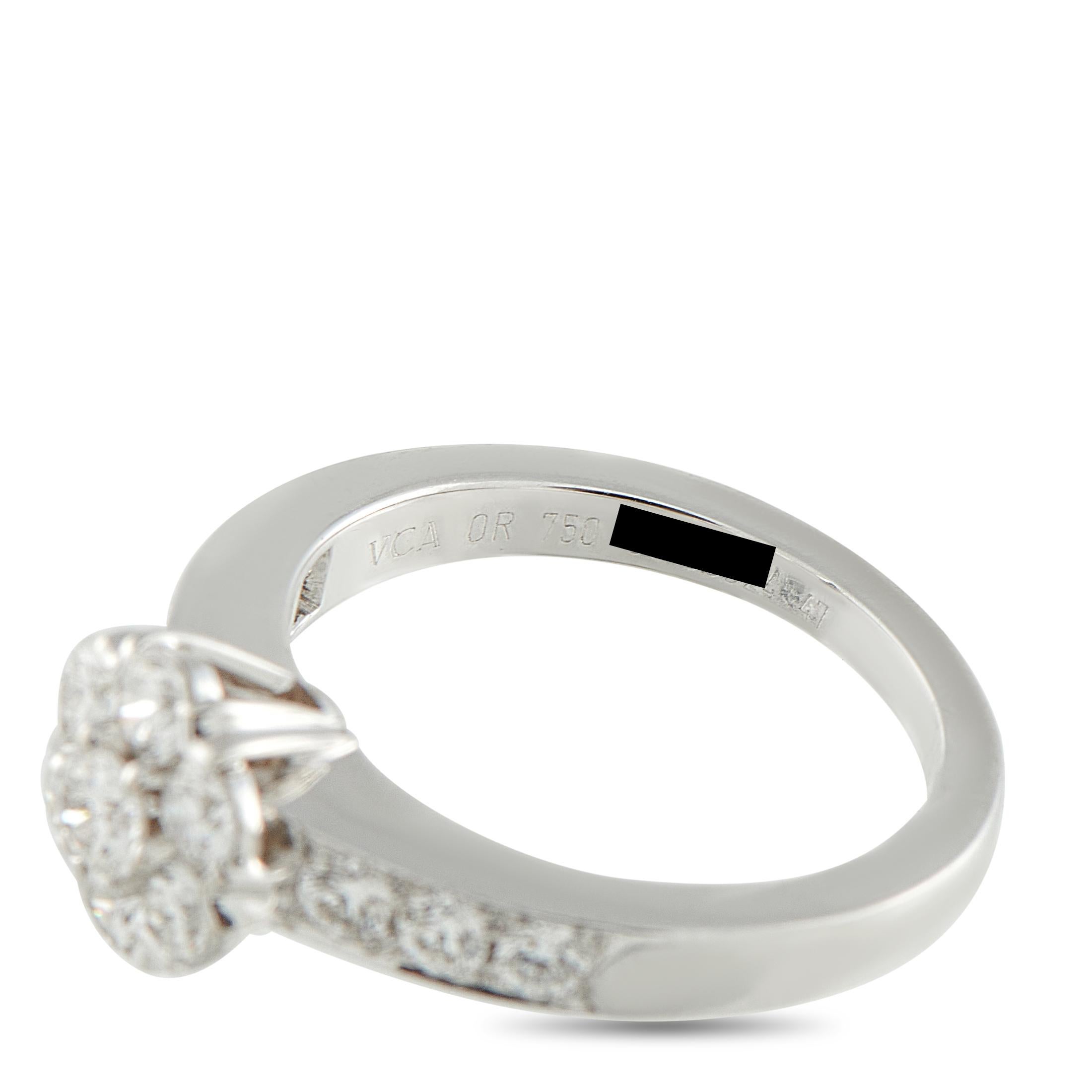 Van Cleef & Arpels Fleurette 18K White Gold Diamond Ring #4901 en Excelente estado para la venta en Southampton, PA