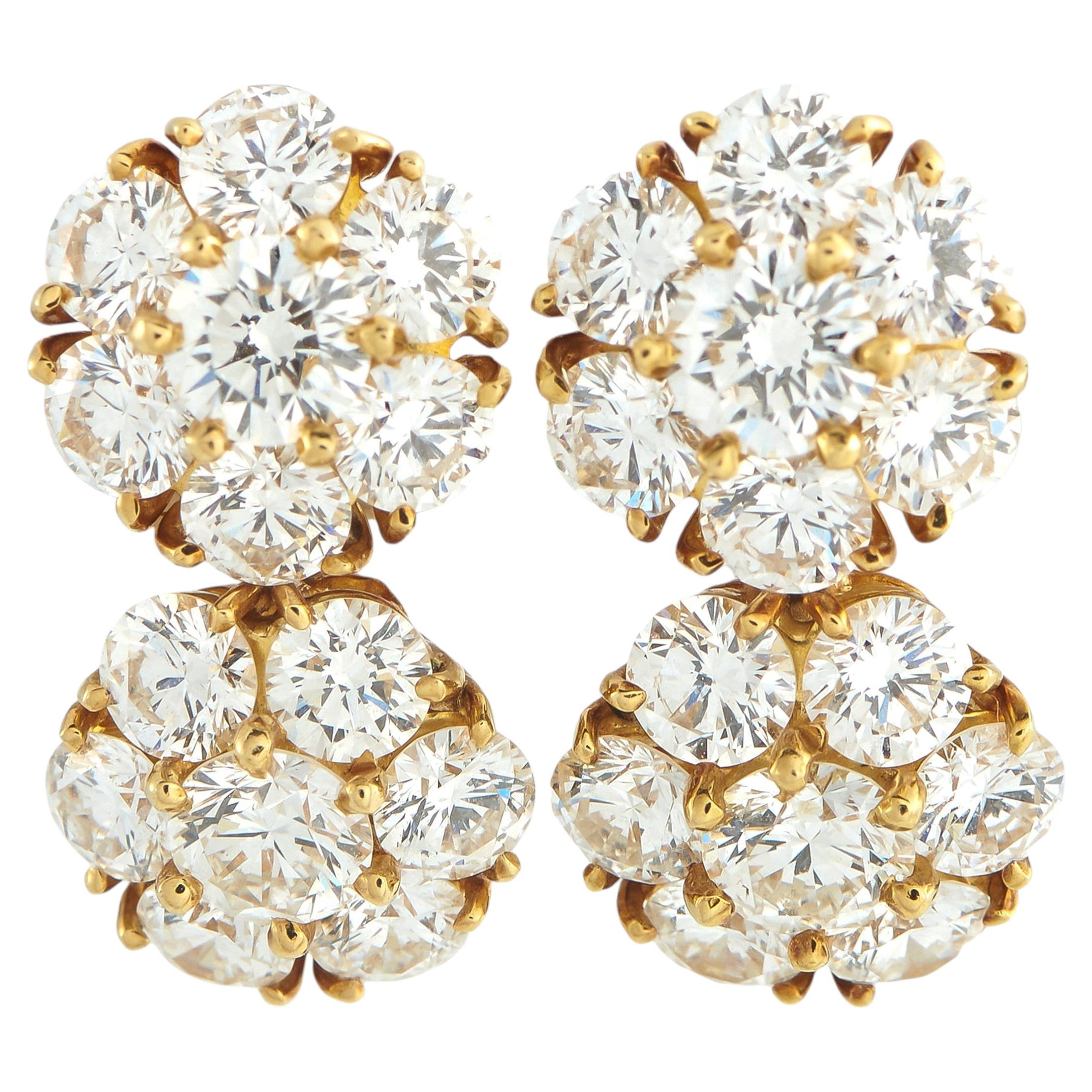 Van Cleef & Arpels Fleurette 18K Yellow Gold 3.0ct Diamond Earrings VC34-051926