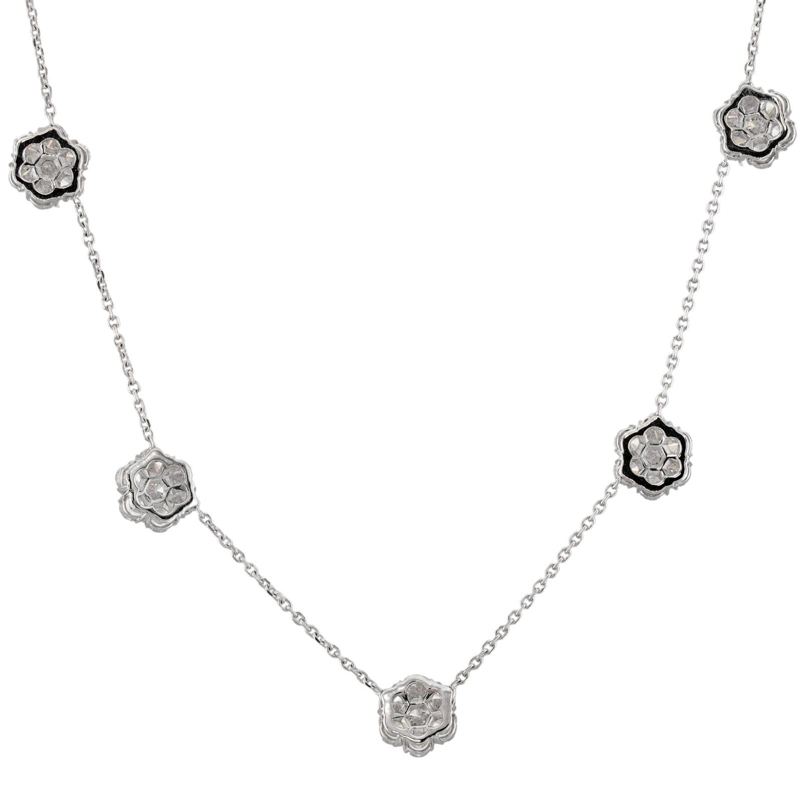 VAN CLEEF & ARPELS Fleurette 5-Flower Diamant-Halskette aus 18 Karat Weißgold Damen