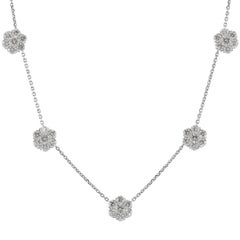 VAN CLEEF & ARPELS Fleurette 5-Flower Diamant-Halskette aus 18 Karat Weißgold
