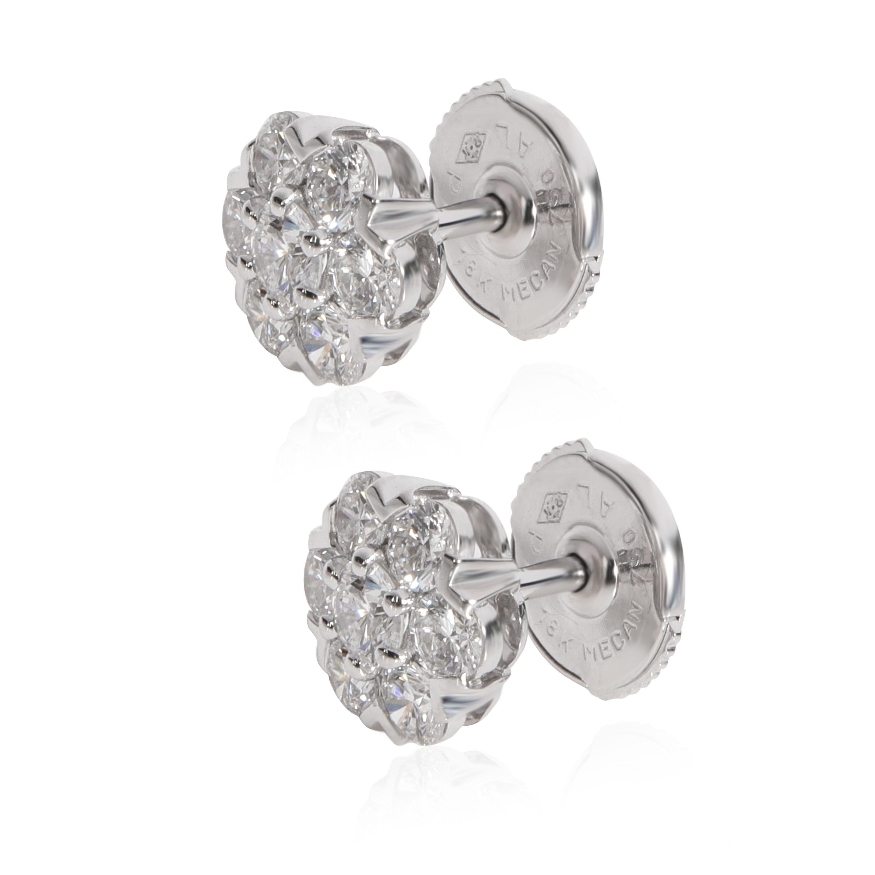 Modern Van Cleef & Arpels Fleurette Diamond Earring in 18K White Gold 1.00 CTW