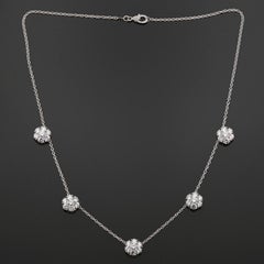 VAN CLEEF & ARPELS Fleurette Diamond Platinum 5 Flower Necklace