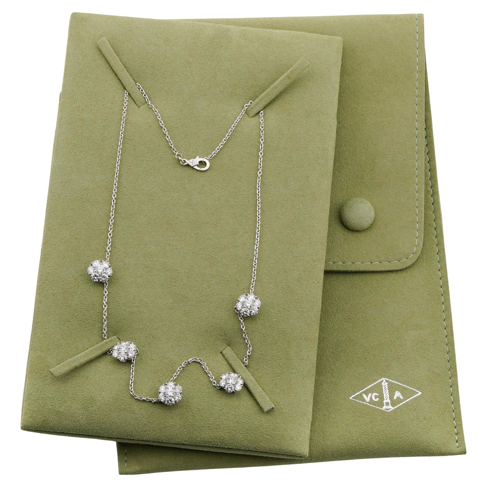 Taille brillant VAN CLEEF & ARPELS Collier à 5 fleurs Fleurette Diamond Platinum en vente