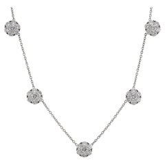 VAN CLEEF & ARPELS Fleurette Diamond Platinum 5 Flower Necklace