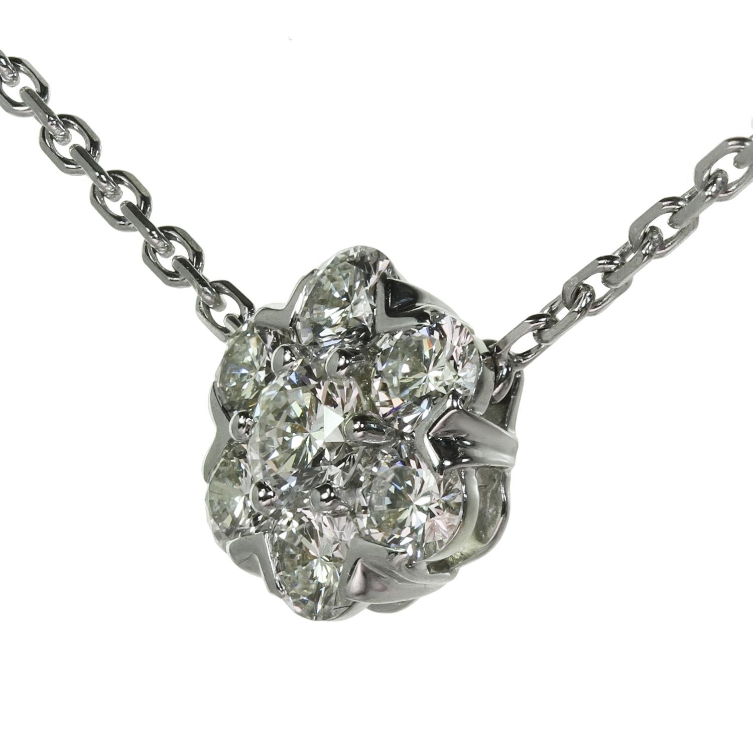 Van Cleef & Arpels Fleurette-Diamant-Halskette aus Weißgold mit kleinem Anhänger Damen
