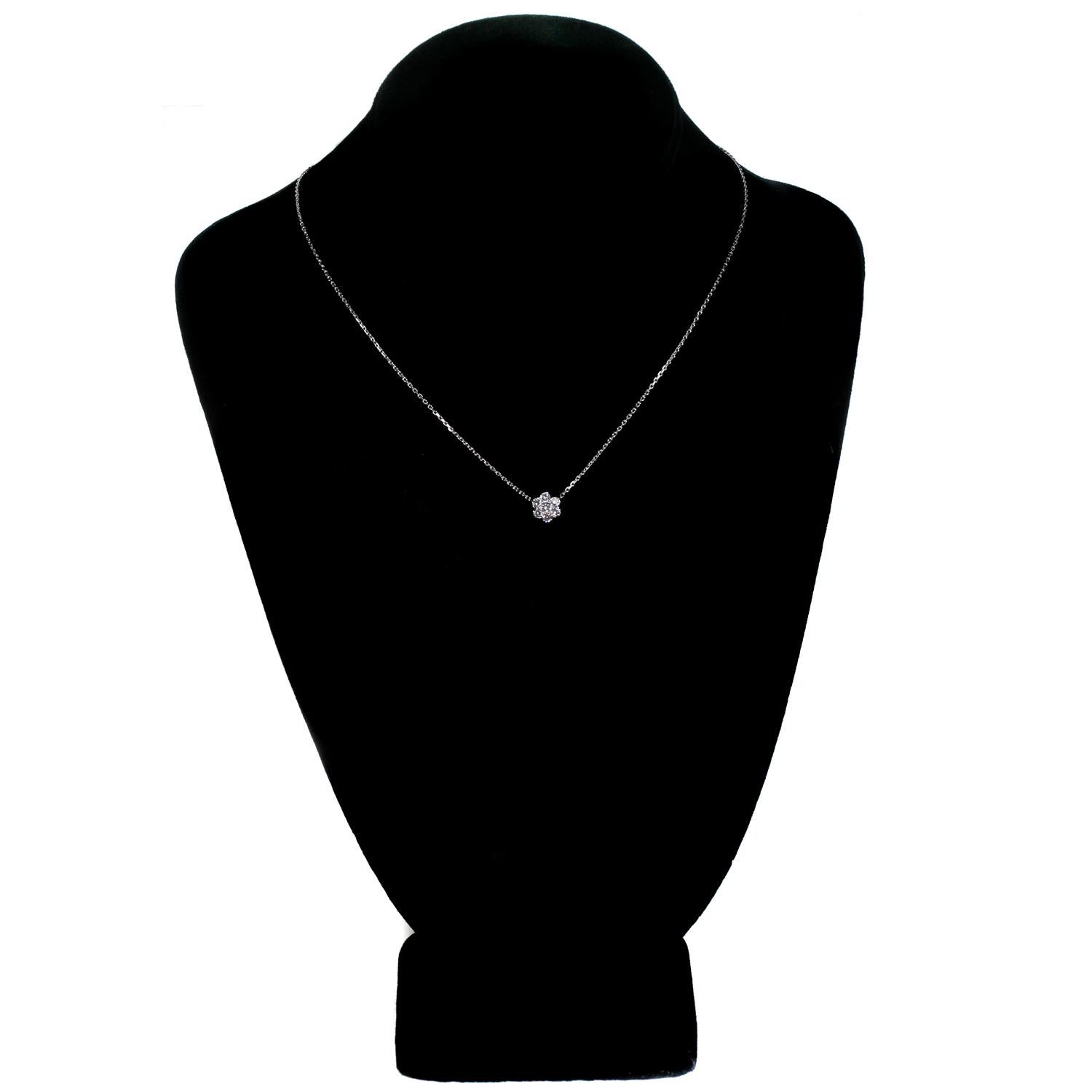 Van Cleef & Arpels Fleurette Diamond White Gold Small Pendant Necklace In Excellent Condition In New York, NY