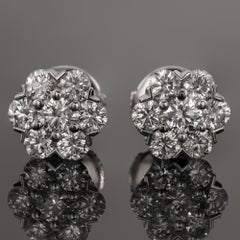 VAN CLEEF & ARPELS Fleurette Diamond White Gold Stud Earrings