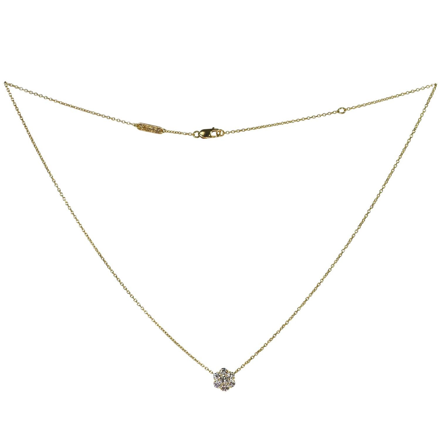 VAN CLEEF & ARPELS Gelbgold-Halskette mit Fleurette-Diamant-Anhänger (Brillantschliff) im Angebot