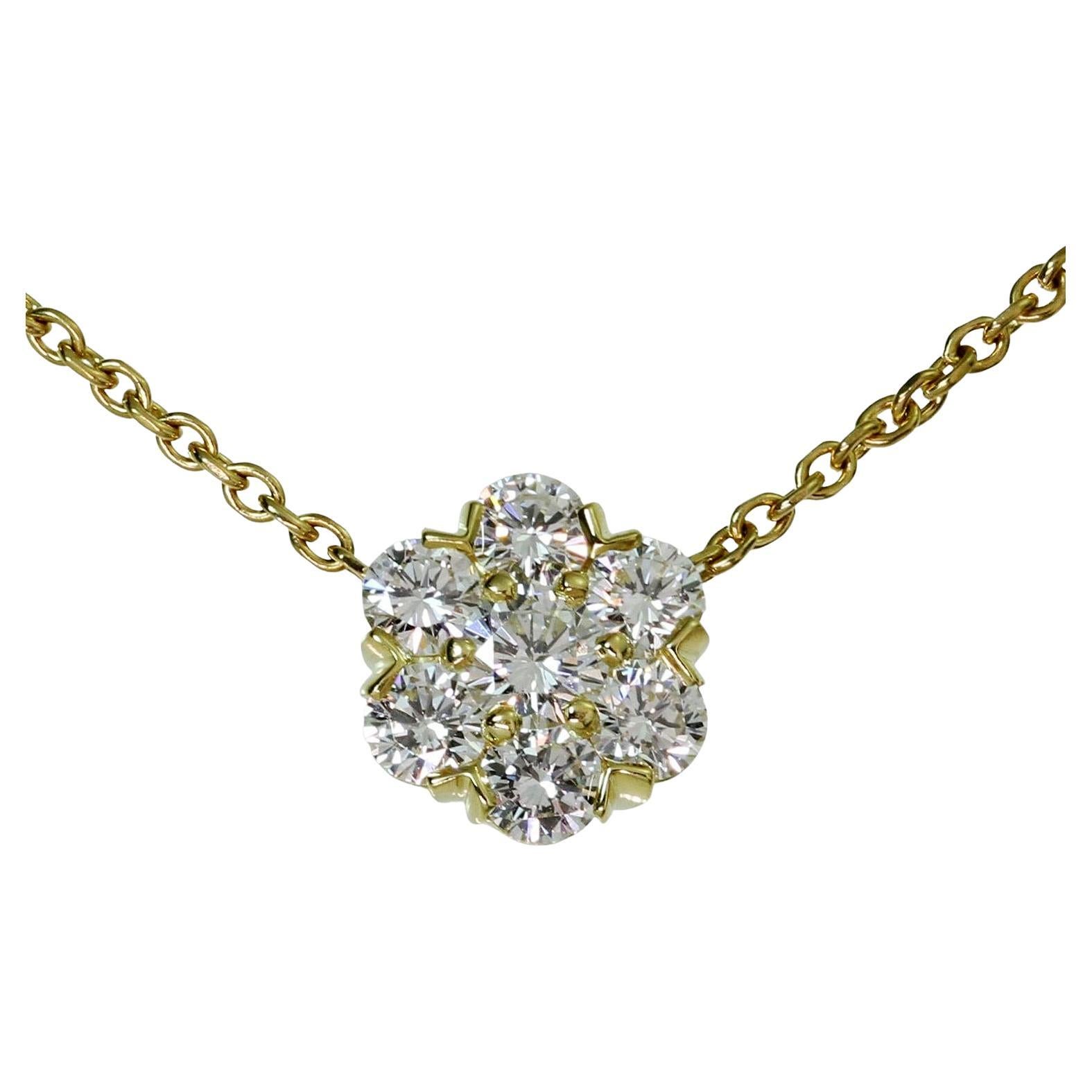 VAN CLEEF & ARPELS Gelbgold-Halskette mit Fleurette-Diamant-Anhänger im Angebot