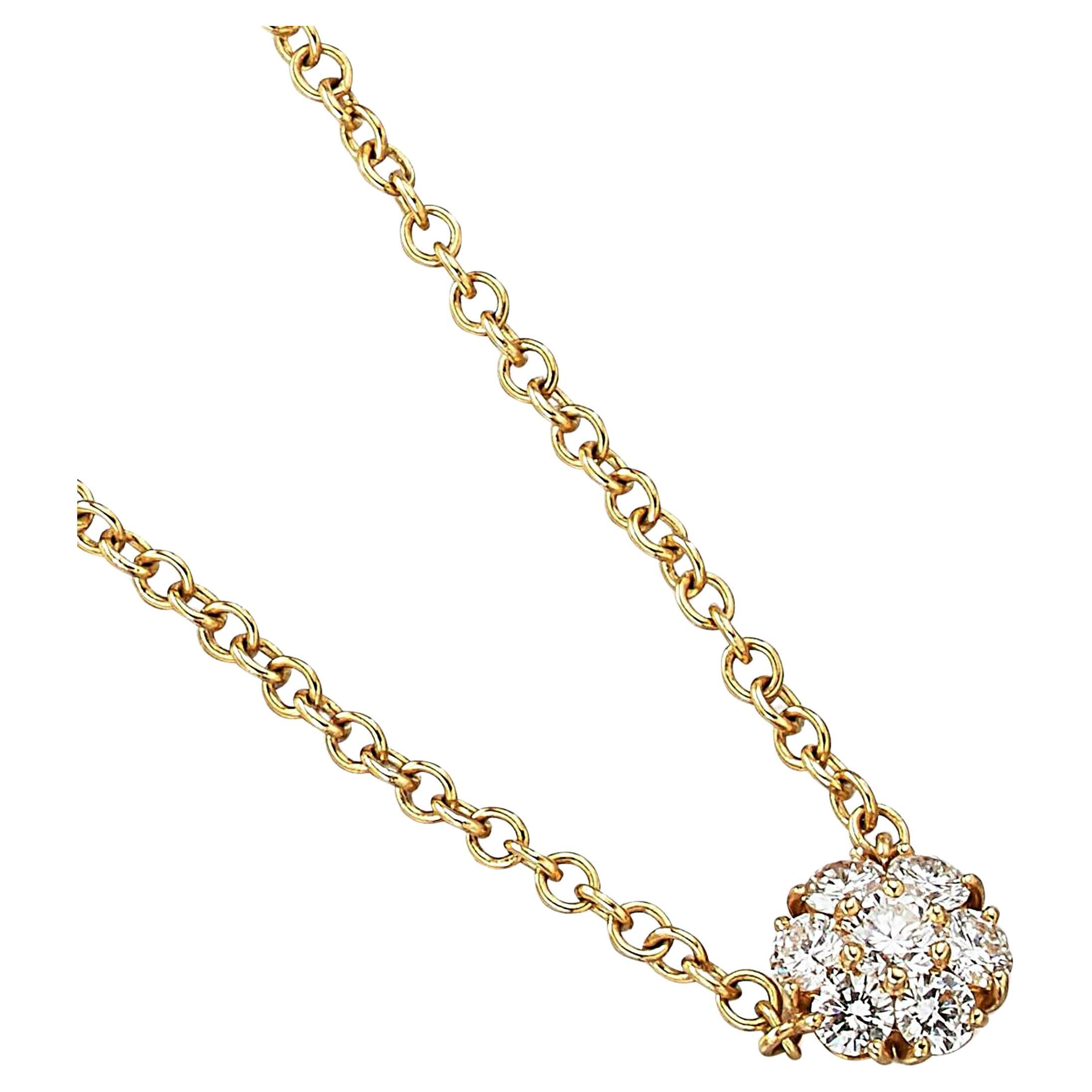 Van Cleef & Arpels Fleurette Diamond Yellow Gold Pendant Necklace For Sale
