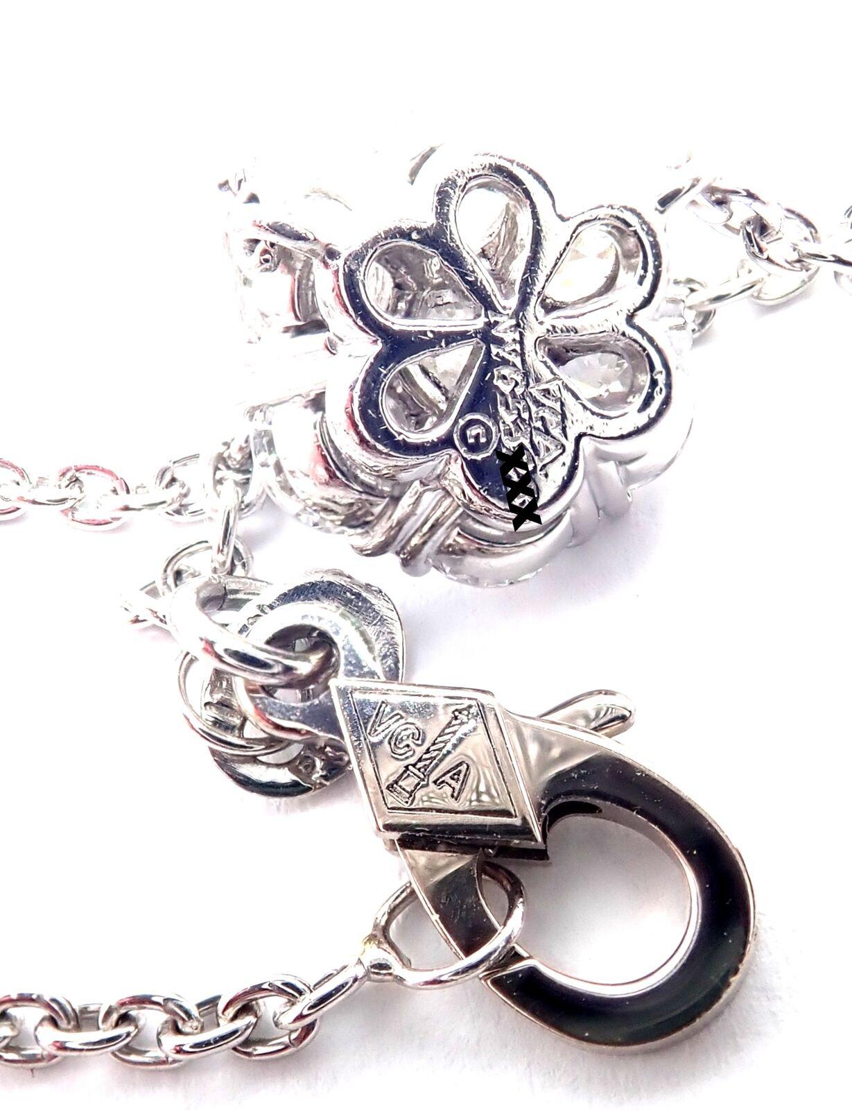 Van Cleef & Arpels Fleurette Five Flower Diamond Platinum Necklace For Sale 5