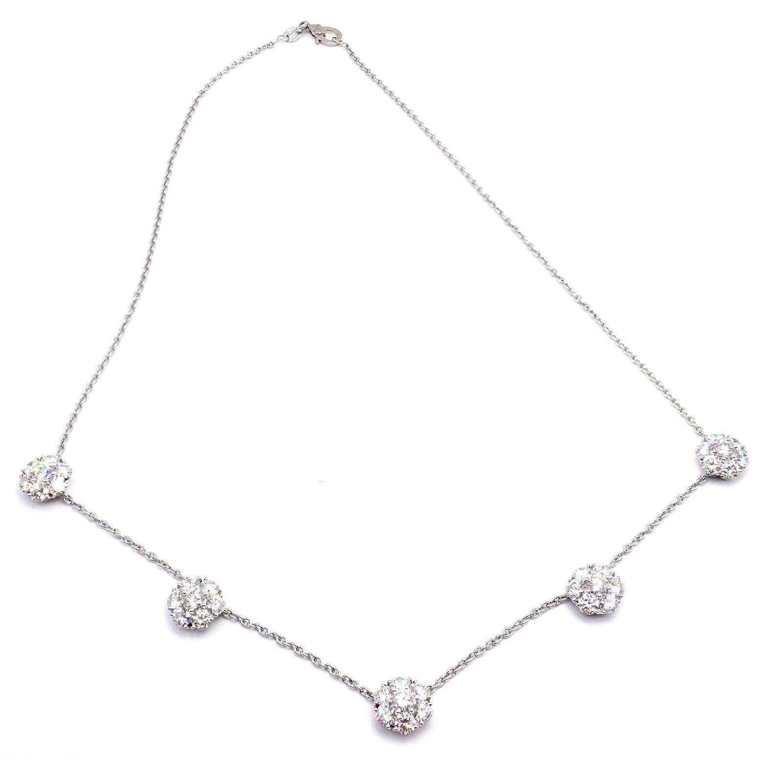 Women's or Men's Van Cleef & Arpels Fleurette Five Flower Diamond Platinum Necklace For Sale