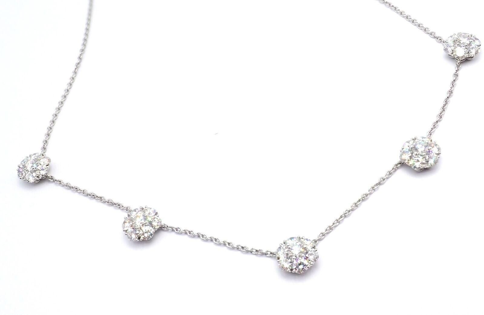 Van Cleef & Arpels Fleurette Five Flower Diamond Platinum Necklace For Sale 1