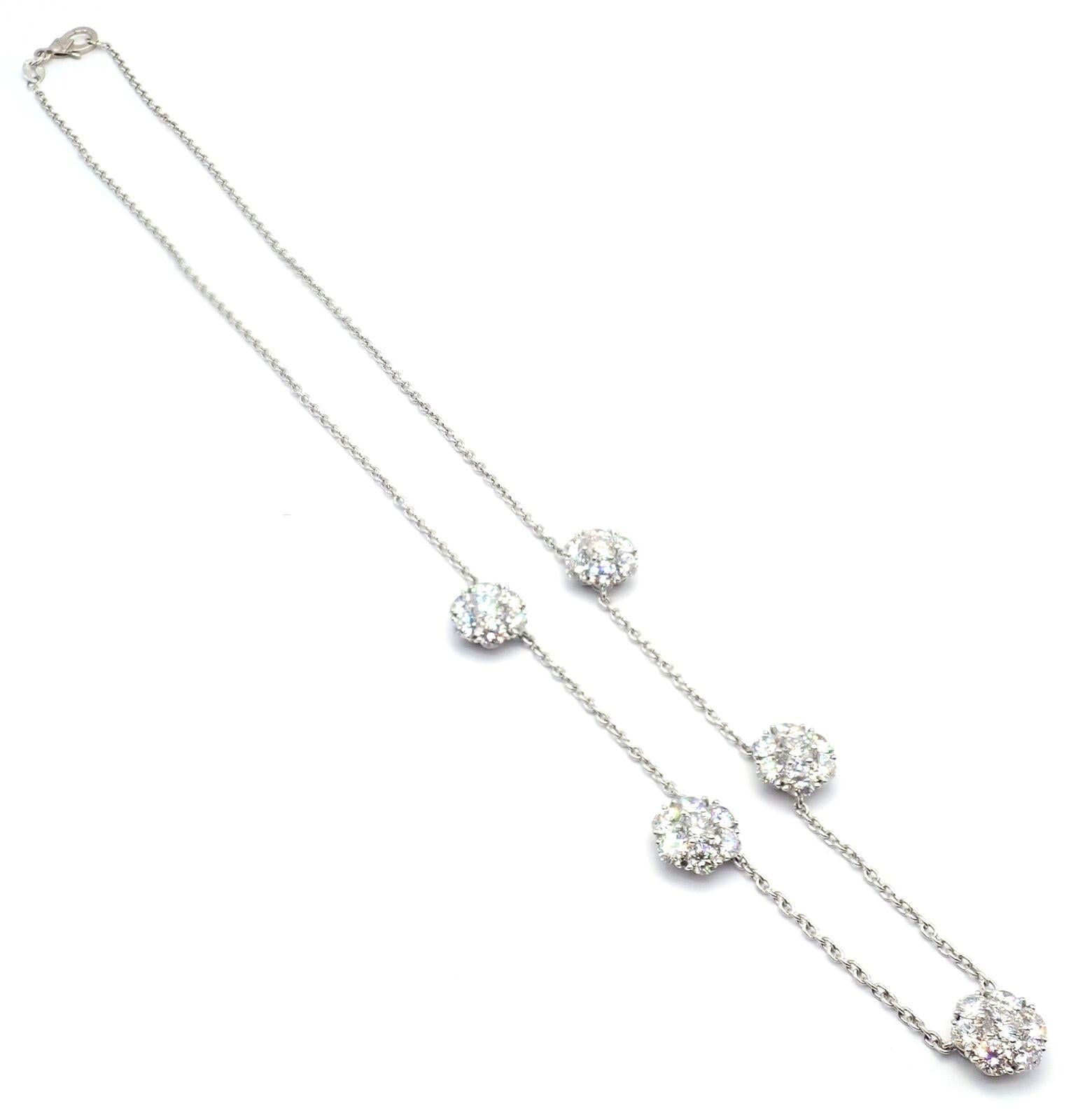 Van Cleef & Arpels Fleurette Five Flower Diamond Platinum Necklace For Sale 2