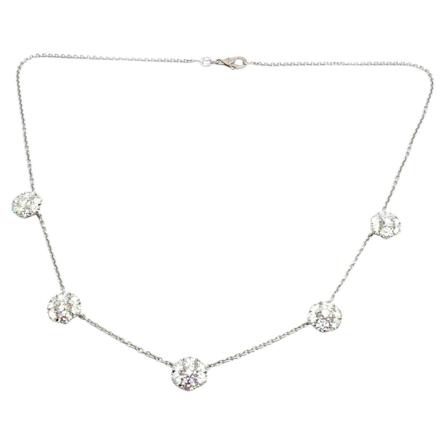 Van Cleef & Arpels Fleurette Five Flower Diamond Platinum Necklace