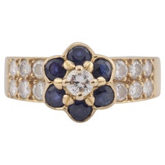 Van Cleef & Arpels Bague Fleurette en or jaune 18K saphir français diamant Taille 5