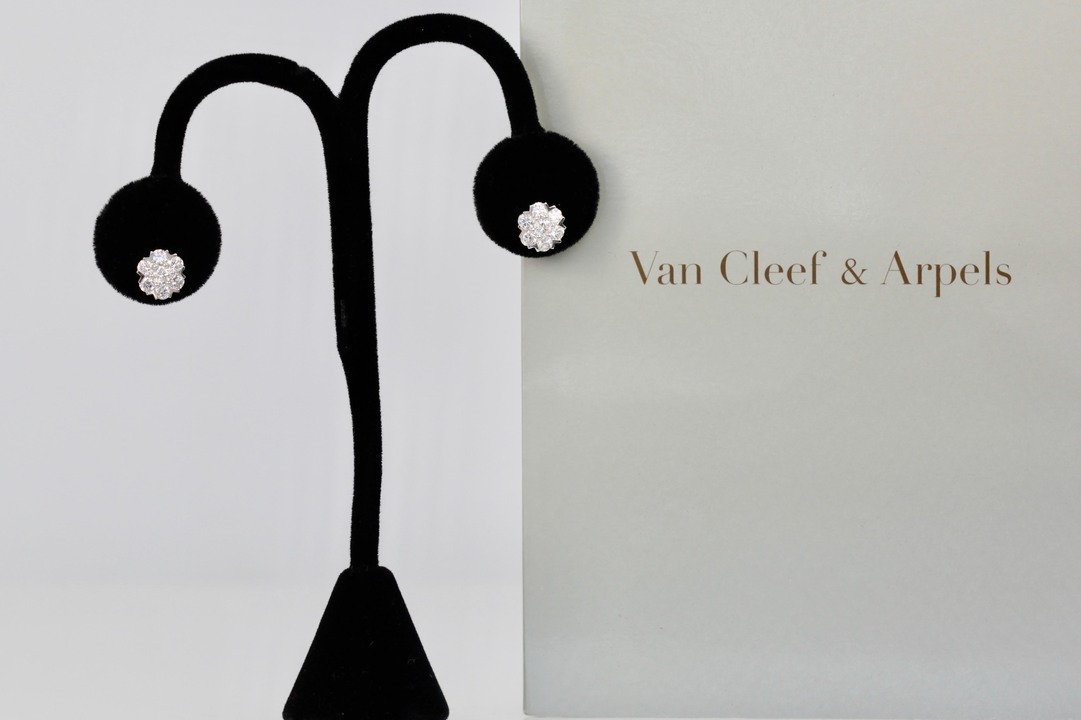 Van Cleef & Arpels Fleurette Large Diamond Stud Earrings 2