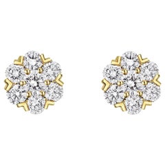 Van Cleef & Arpels Fleurette Motif Diamond 18 Karat Gold Earrings Large Size