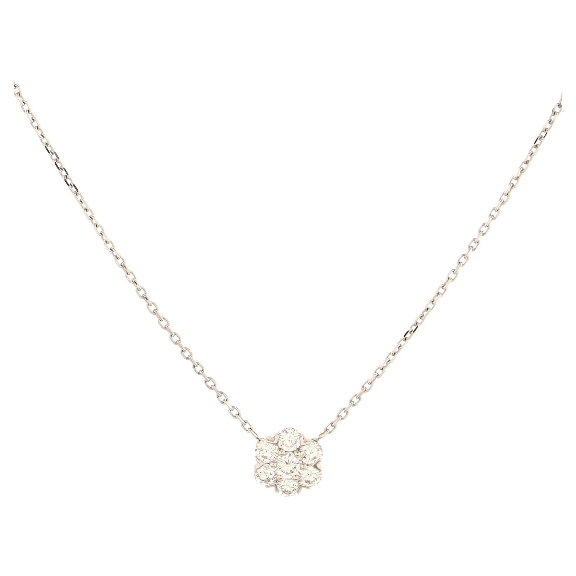 Van Cleef & Arpels Fleurette Pendant Necklace 18k White Gold and Diamond Large