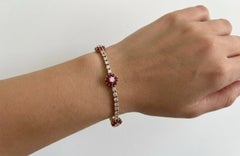 Van Cleef & Arpels Fleurette Ruby Diamond Bracelet, 18K Yellow Gold, 5.90 Carats
