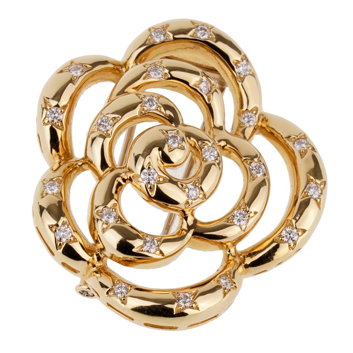 Van Cleef & Arpels Goldbrosche mit Blume und Diamant
