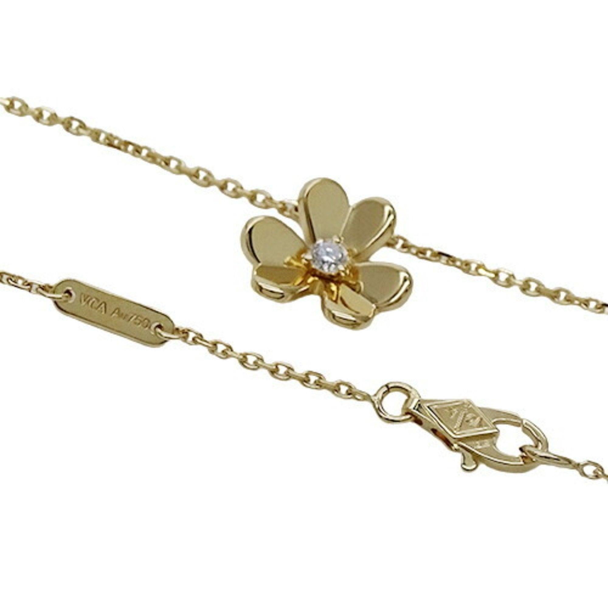 Van Cleef & Arpels Flower Frivole Diamond Necklace in 18K Yellow Gold In Good Condition For Sale In London, GB