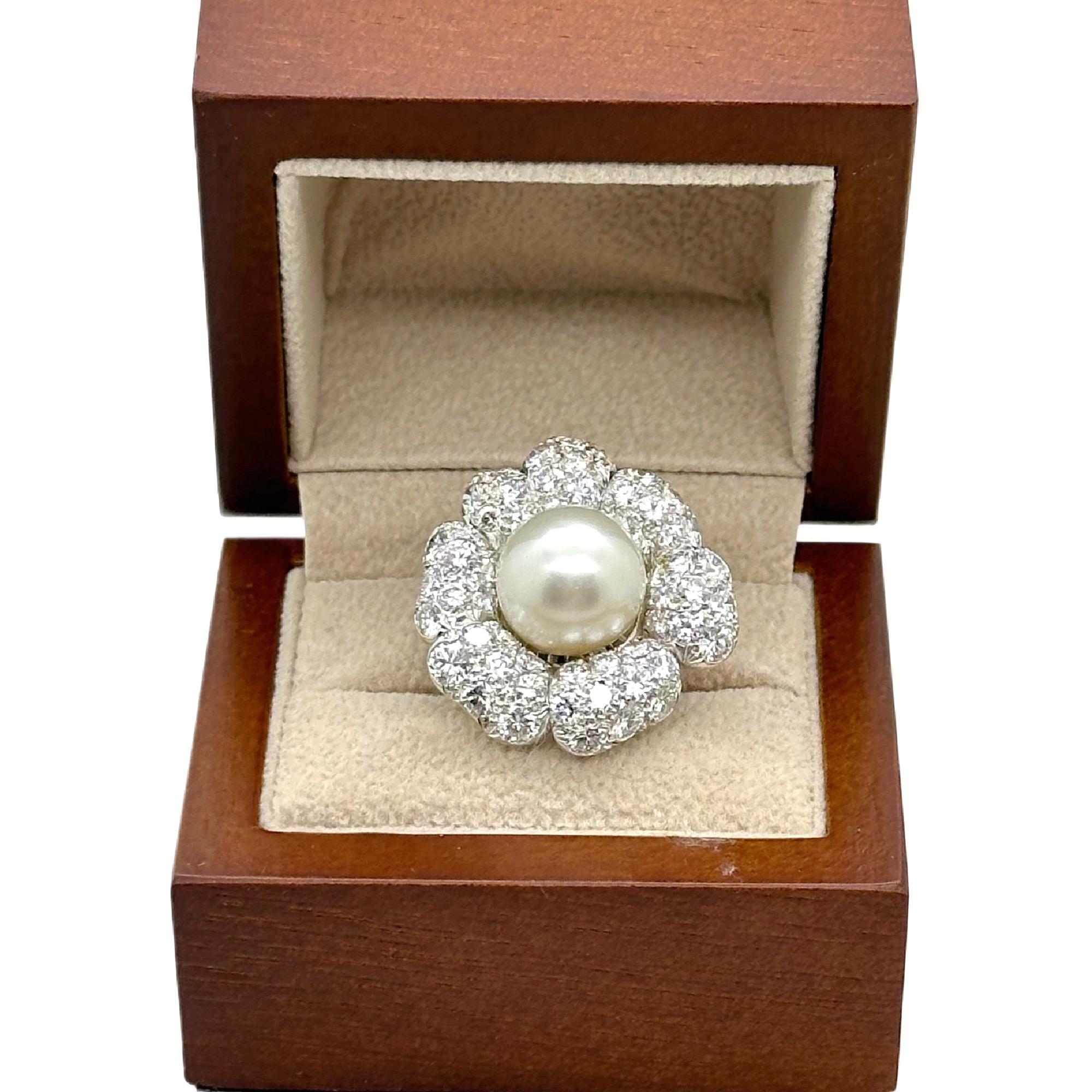 Van Cleef & Arpels Blumen-Diamant-Perlen-Ohrring
Stil:  Anklipsen 
Referenznummer:  98715
Metall:  18k Weißgold - 14,1 Gramm 
Größe:  1' Zoll - 12,2 mm Perle - 
Hauptdiamant:  55 runde Brillanten mit 1 Perle
Wahrzeichen:  VAN CLEEF & ARPELS