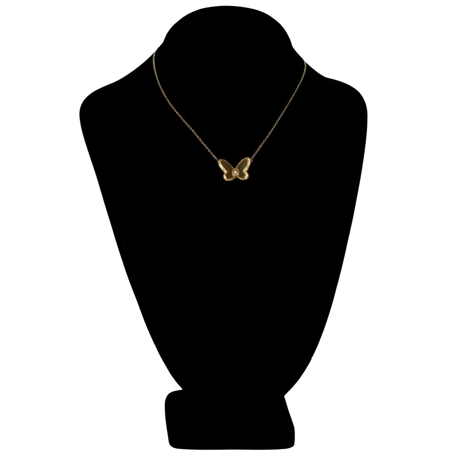 Brilliant Cut VAN CLEEF & ARPELS Flying Beauties Diamond Gold Butterfly Pendant Necklace